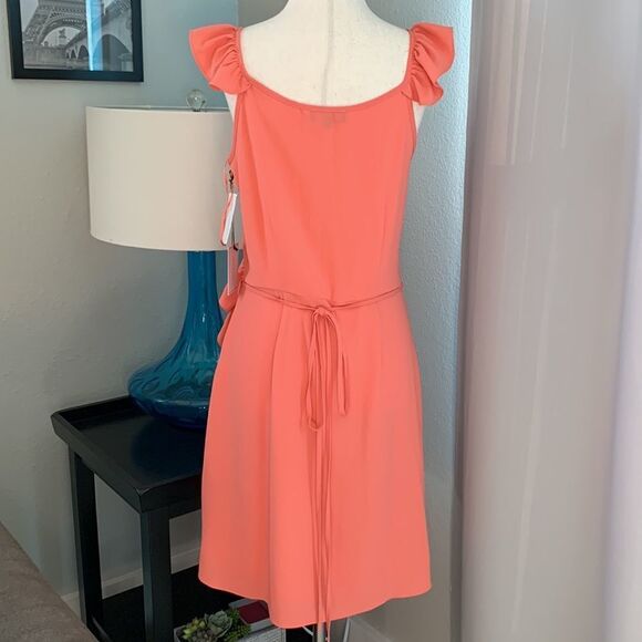 1. State ruffle trim coral colored sleeveless dress sz 4 small - Picture 6 of 12